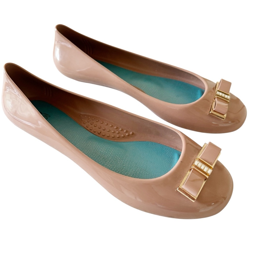 OKA B NEW Ballet Bow on Toe “Jellie” Slip On Shoes Size 10 in Tan Nude